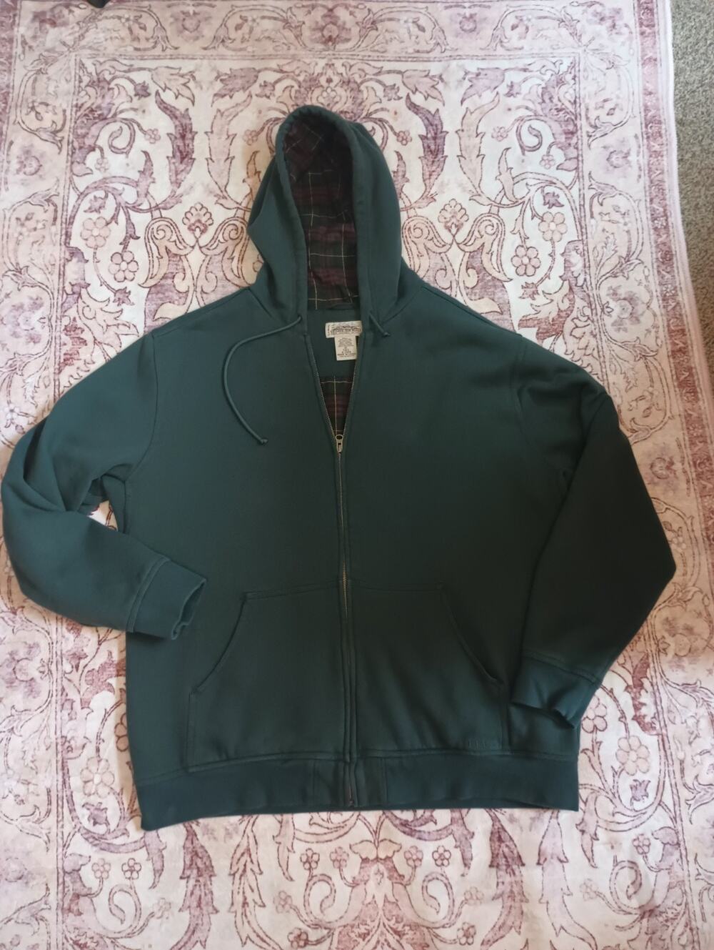 LL Bean Katahdin Iron Works Mens Flannel Lined Heavyweight Zip Hoodie XL Tall